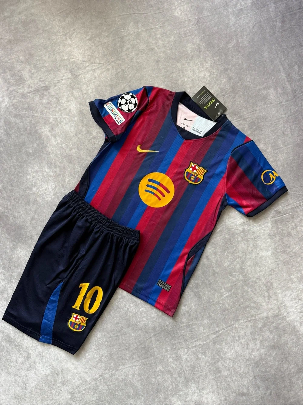 Barcelona Home Kids' Lamine Yamal #10 Home Jersey and Shorts